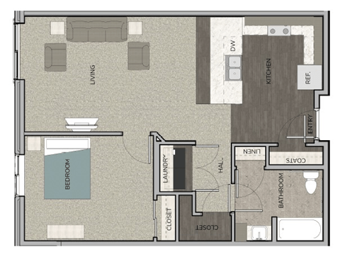 a floor plan of a two story apartment with a bedroom and a living room